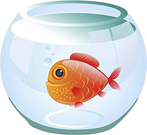 חיית מחמד דג זהב כתום שמח בקערת זכוכית מדבקת מדבקות ויניל מצוירות 5
