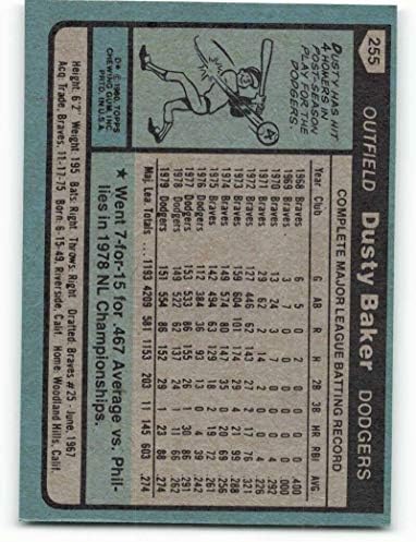 1980 Topps 255 Dusty Baker Dp NM-MT Los Angeles Dodger