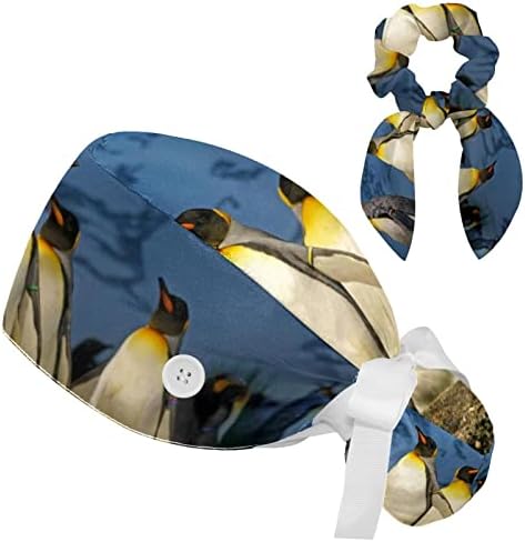 כובע עבודה מתכוונן של פינגווין מן החי עם כפתורים/שיער קשת משרשרת עם רצועת זיעה רחיצה