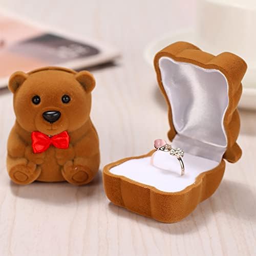 הרבה חום דוב טבעת תיבה / פשוט רטרו קטן מעודן טבעת תיבת אחסון / יפה טבעת תיבת לחתונה טקס, אירוסין