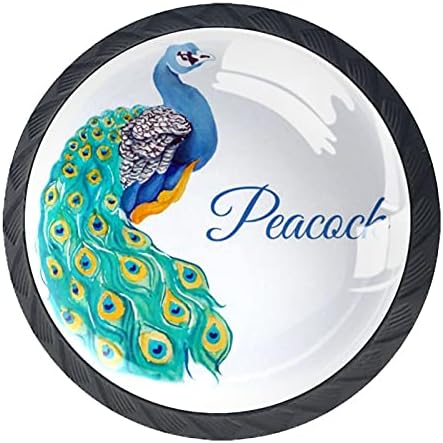 Kraido Blue Peacock Defice מגירת מטפל 4 חתיכות ידית ארון עגולה עם ברגים מתאימים למשרדים ביתיים ריהוט