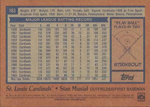 2022 ארכיון Topps 163 STAN MUSIAL 1978 TOPPS CARDINALS BASEBALL MLB