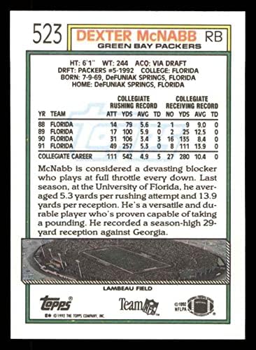 1992 Topps 523 Dexter McNabb Green Bay Packers NM/MT Packers פלורידה