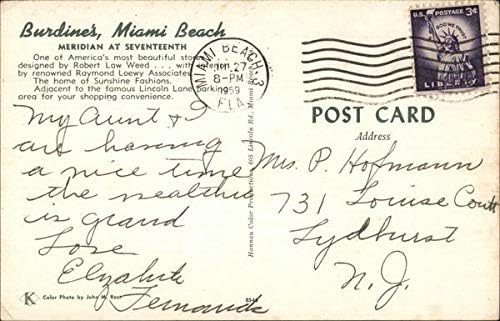 מיאמי ביץ 'של בורדין, פלורידה פלורידה גלויה מקורית של וינטג' 1959