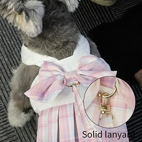 שמלות כלבים משובצות של טויסוקרטין עם טבעת רצועה, רתמת שמלת גורים ותפאורת חבלים משיכה, חצאית אפוד קשת