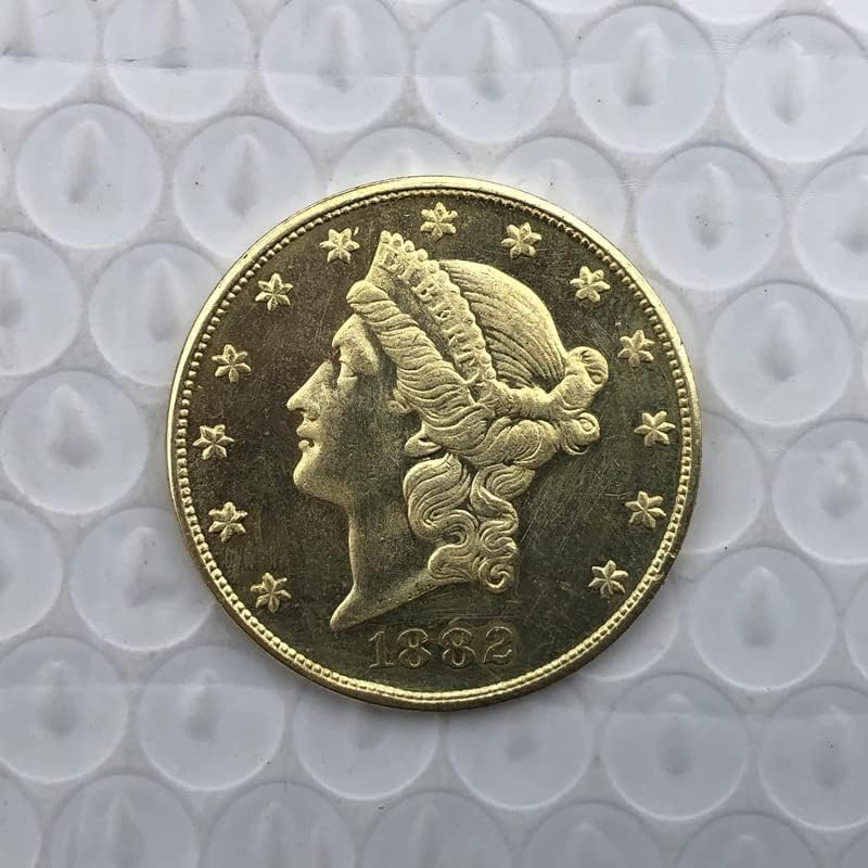 גרסת 1882C של ארצות הברית 20 מטבע זהב פליז עתיק מטבעות זיכרון זרות 34 ממ