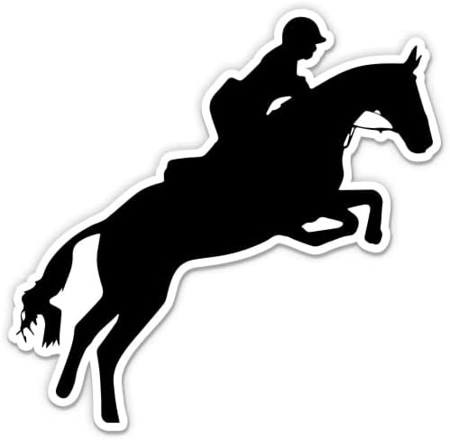 מדבקות ספורט סוסים קפיצות סוסים - 2 חבילות של מדבקות 3 אינץ ' - ויניל אטום למים לרכב, טלפון, בקבוק מים,