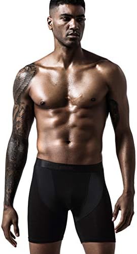 בוקסר לגברים חבילה סקסי אלסטי מכנסיים דק ייבוש גברים של ספורט שטוח לנשימה מהיר ארוך תחתונים עם