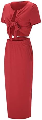 נשים המפלגה שמלות נשים של צוואר גדול גודל מוצק צבע סקסי חזה טיפ למעלה לעטוף ירך חצאית שני קצר שרוול